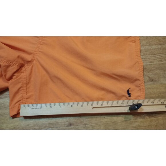 VTG POLO Ralph Lauren Board Shorts Mens Large Orange Nylon Little Pony Trunks 38 - Picture 12 of 16